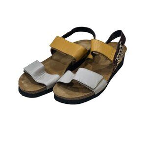 Womens Naot Merigold and Ivory Leather Sandals. Size 9 Gold Accents